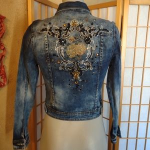 Venus, embellished jean jacket, sz 4